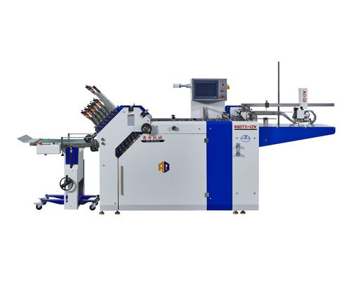 Folhetos Farmacêuticos Large Format Width 480mm Inserts Folding Machine With 12 Pockets For Printing Pharma Instruction